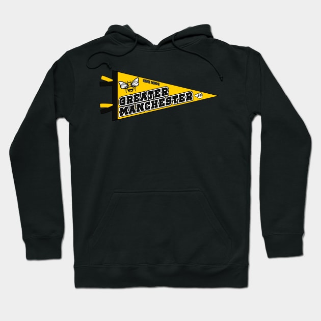 Greater Manchester Sports Varsity Pennant 1974 bee Hoodie by jimmy-digital